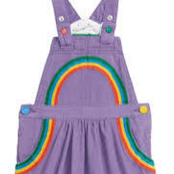 Mini Boden Purple Rainbow Overalls Dress Size 5-6 - Picture 3 of 7